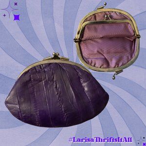 Eelskin purple change purse with small matching wallet